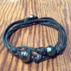 M.Cohen Tahitian black pearl wrap bracelet